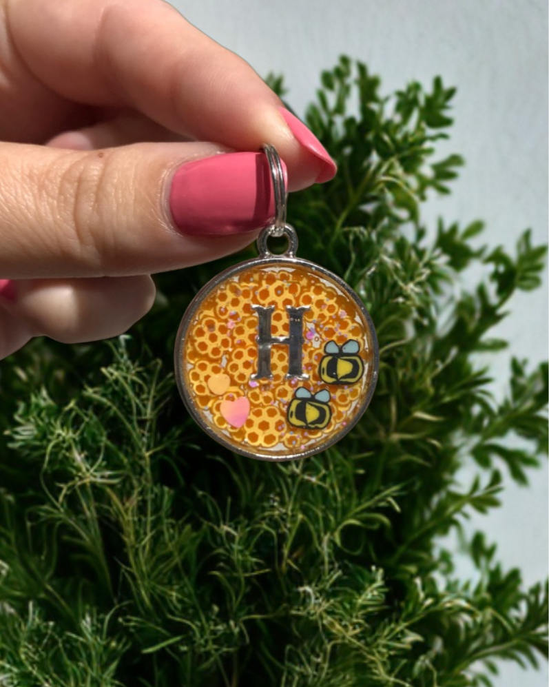 Honeycomb/Honey Bee Resin ID Dog Tag / Pet Tag / Keyring