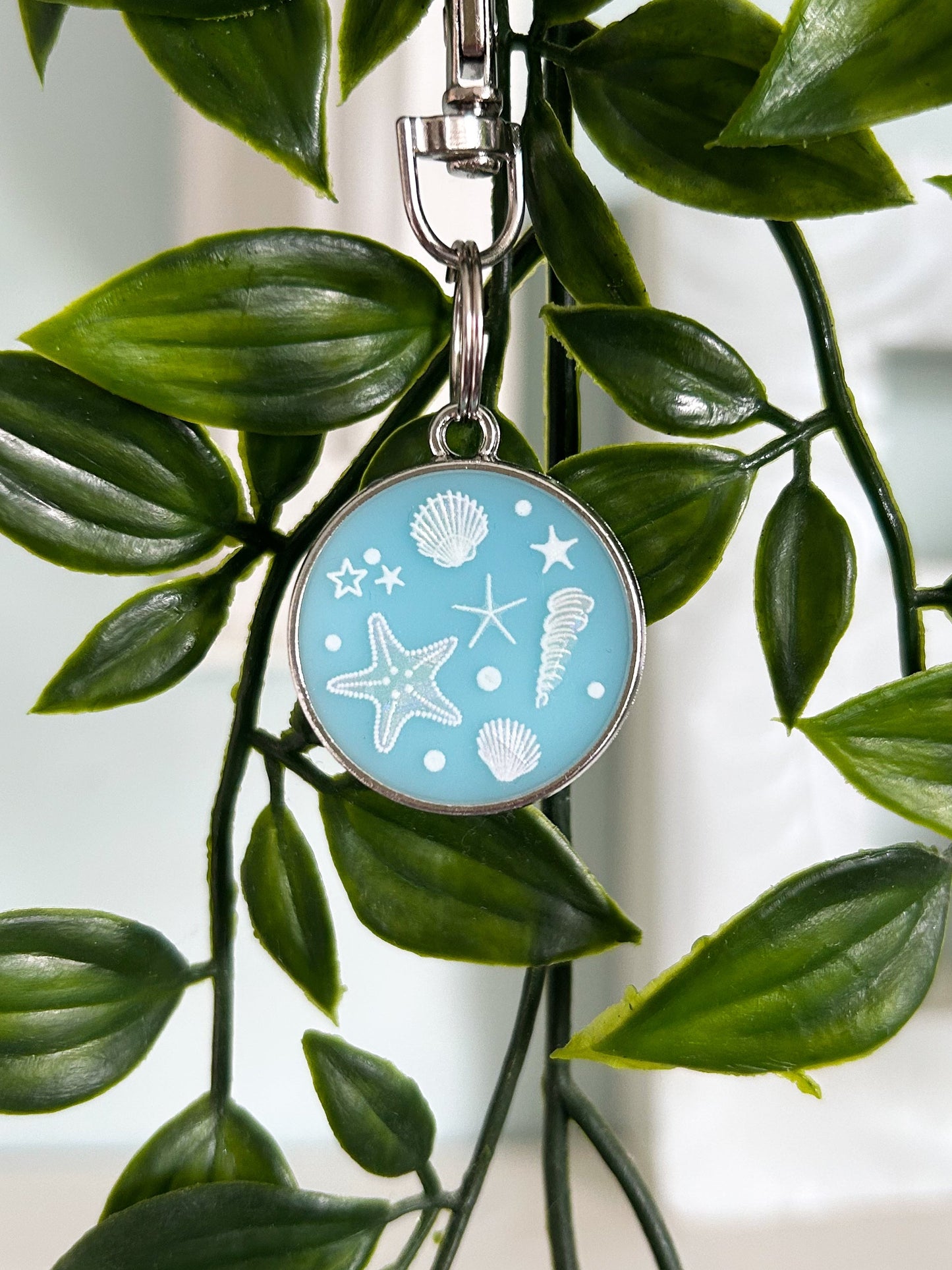 Beach Bezel Resin ID Dog Tag / Pet Tag / Keyring