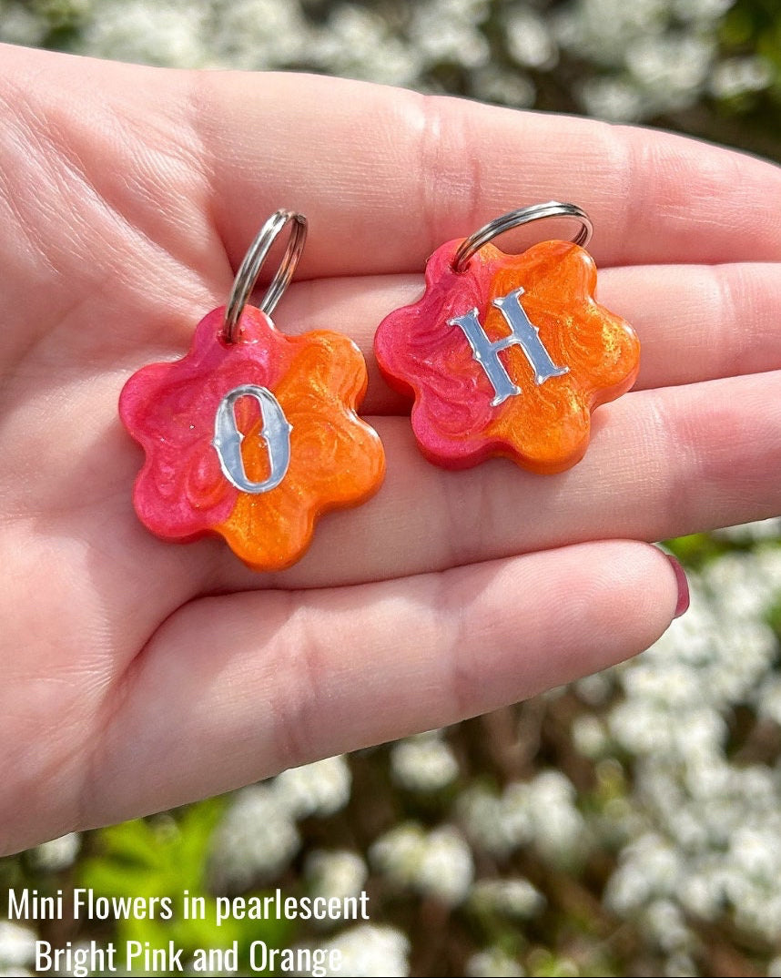 Mini Flower Resin ID Dog Tag / Pet Tag / Keyring