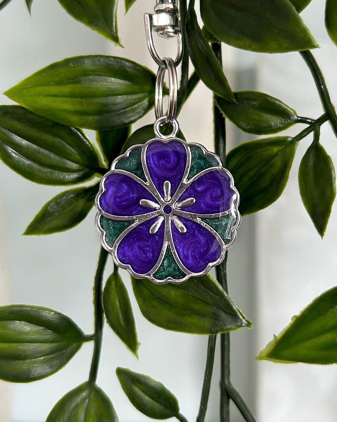 Flower (Bezel) Resin ID Dog Tag / Pet Tag / Keyring