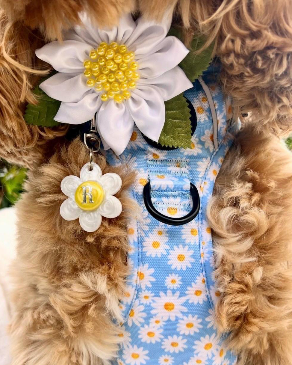 Domed Flower Resin ID Dog Tag / Pet Tag / Keyring
