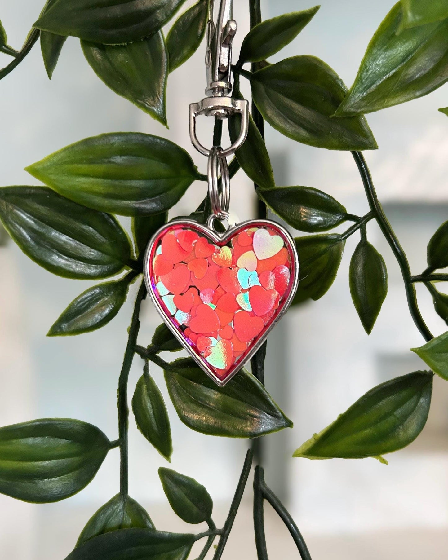 Valentines Sequin Resin ID Dog Tag / Pet Tag / Keyring