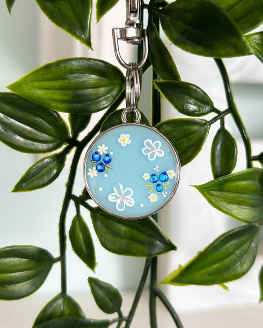 Blueberry Bezel Resin ID Dog Tag / Pet Tag / Keyring
