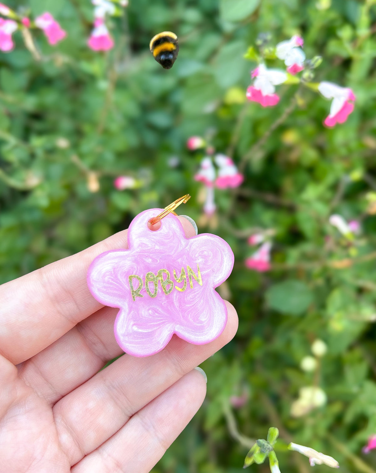 Flower (Flat) Resin ID Dog Tag / Pet Tag / Keyring