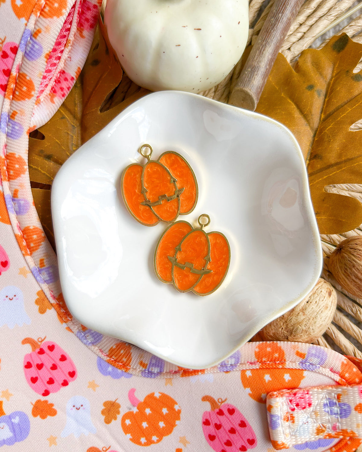 Carved Pumpkin (Bezel) Resin ID Dog Tag / Pet Tag / Keyring