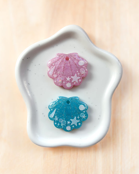 Beachy Seashell Resin ID Dog Tag / Pet Tag / Keyring