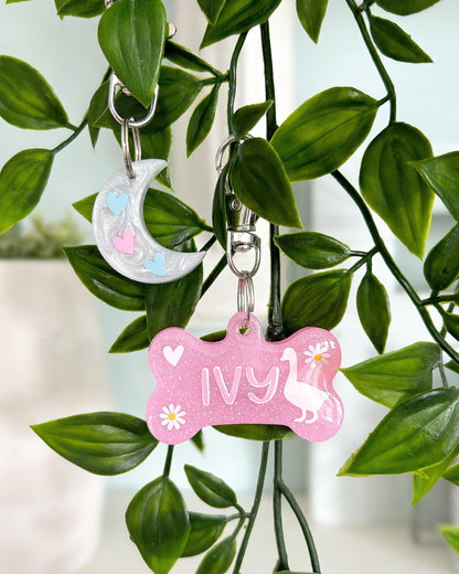 Ivy Wood Resin ID Dog Tag / Pet Tag / Keyring