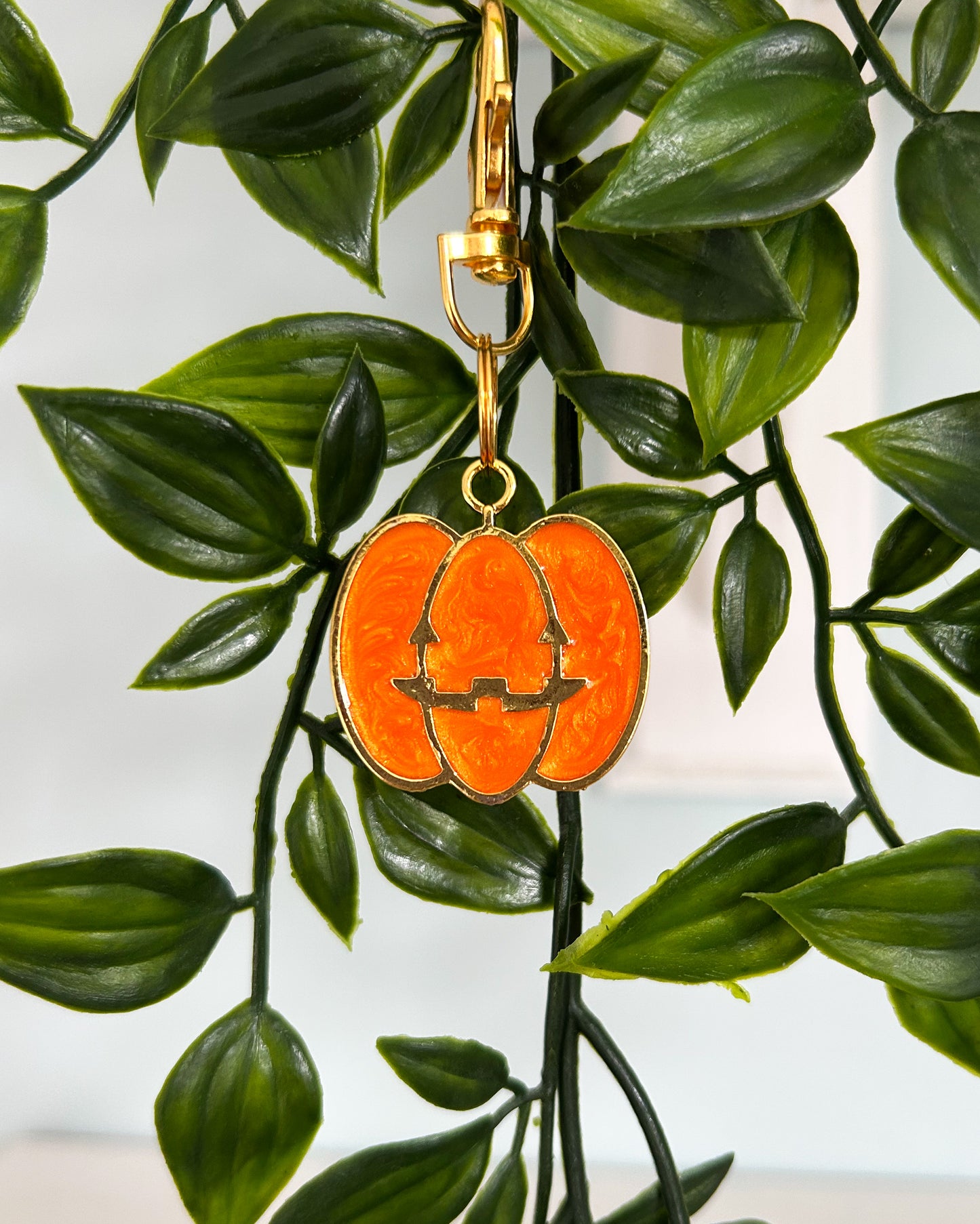 Carved Pumpkin (Bezel) Resin ID Dog Tag / Pet Tag / Keyring