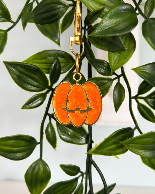 Carved Pumpkin (Bezel) Resin ID Dog Tag / Pet Tag / Keyring