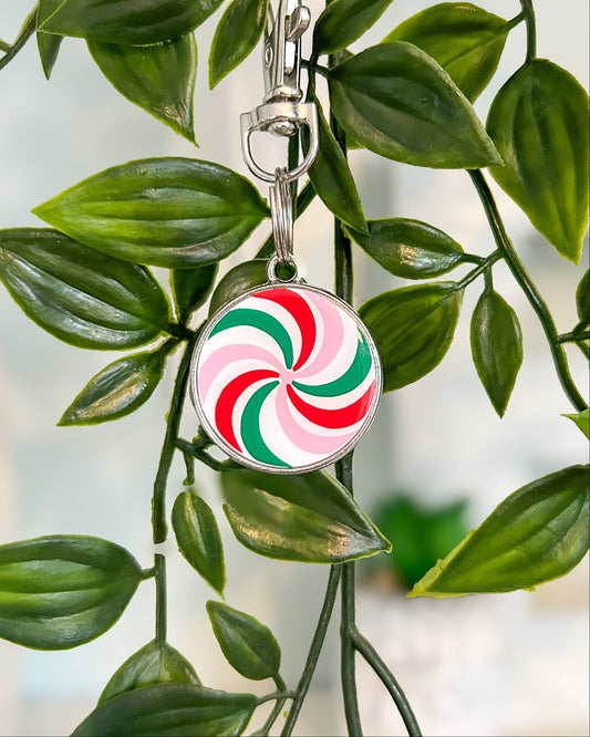 Candy Cane Swirl Resin ID Dog Tag / Pet Tag / Keyring