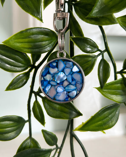 Blue Gem Bezel Resin ID Dog Tag / Pet Tag / Keyring