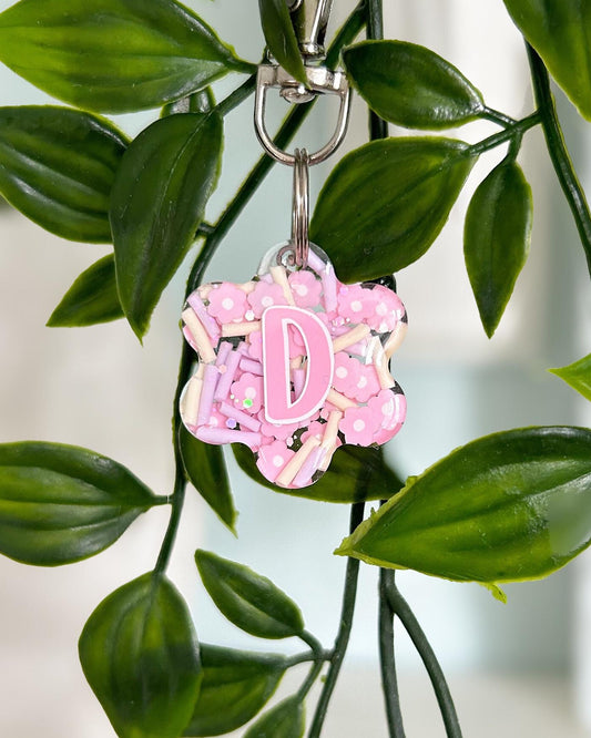Pink & Yellow Flowers Resin ID Dog Tag / Pet Tag / Keyring