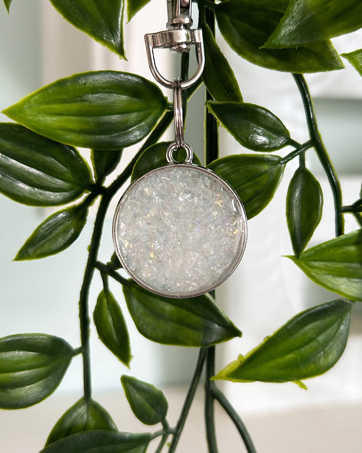 Crushed Glass Bezel Resin ID Dog Tag / Pet Tag / Keyring