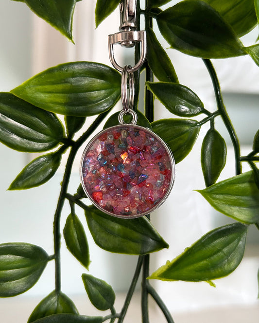 Crushed Glass Bezel Resin ID Dog Tag / Pet Tag / Keyring