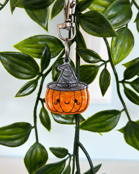 Witch Pumpkin Resin ID Dog Tag / Pet Tag / Keyring