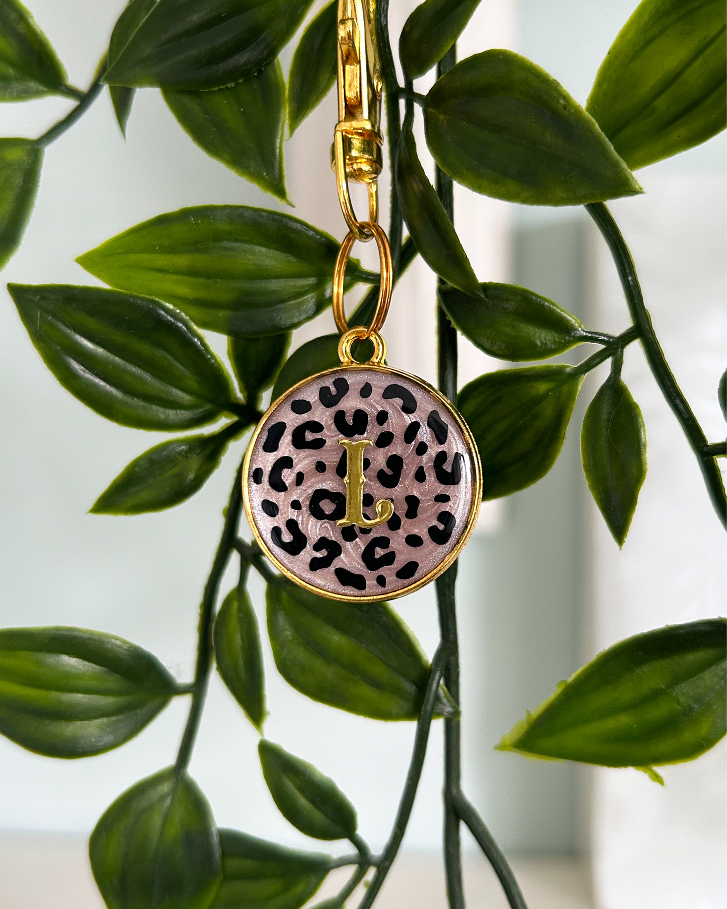 Leopard Print Resin ID Dog Tag / Pet Tag / Keyring