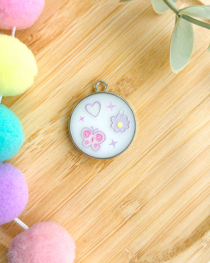 Drawn Flowers ID Dog Tag / Pet Tag / Keyring