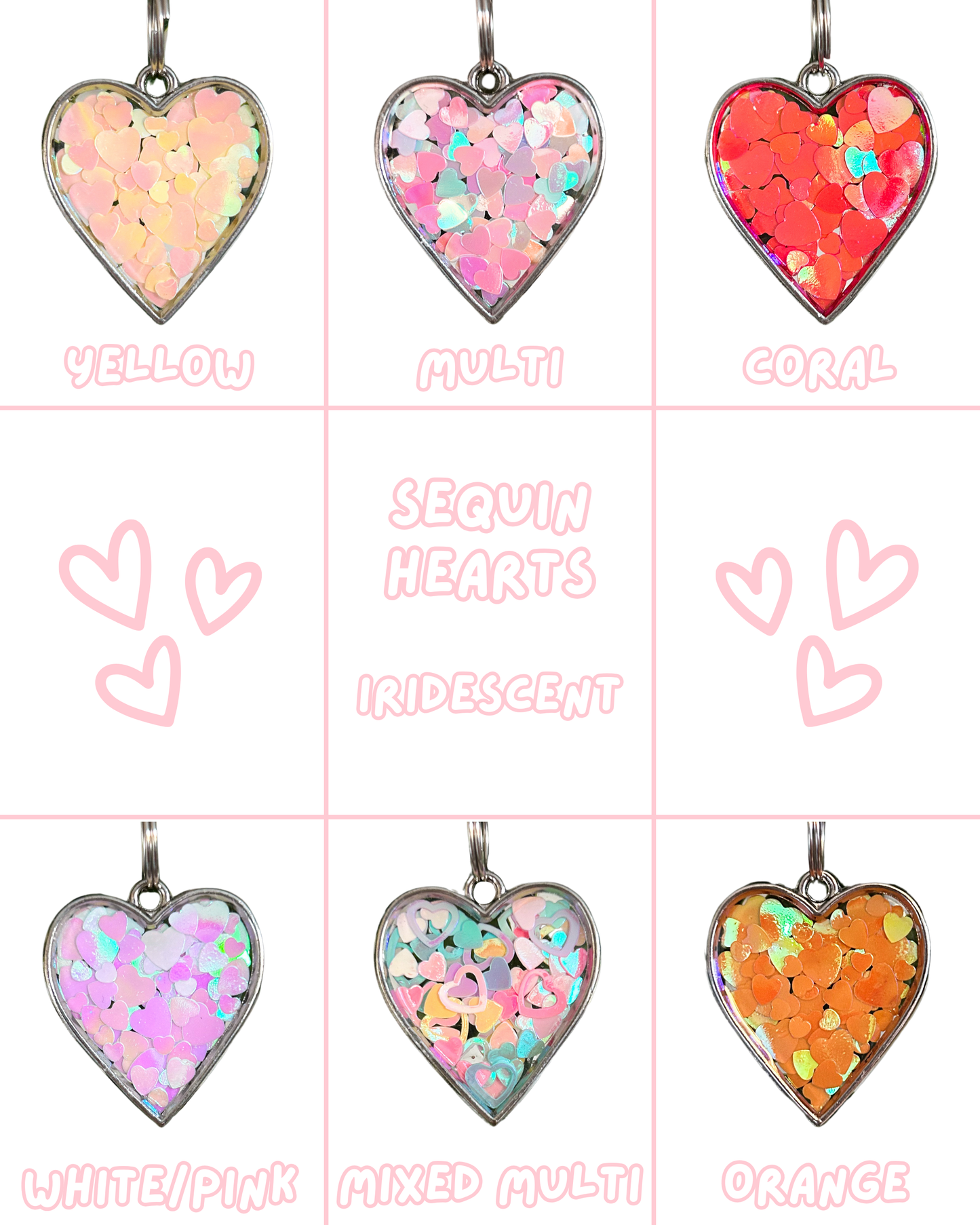 Valentines Sequin Resin ID Dog Tag / Pet Tag / Keyring