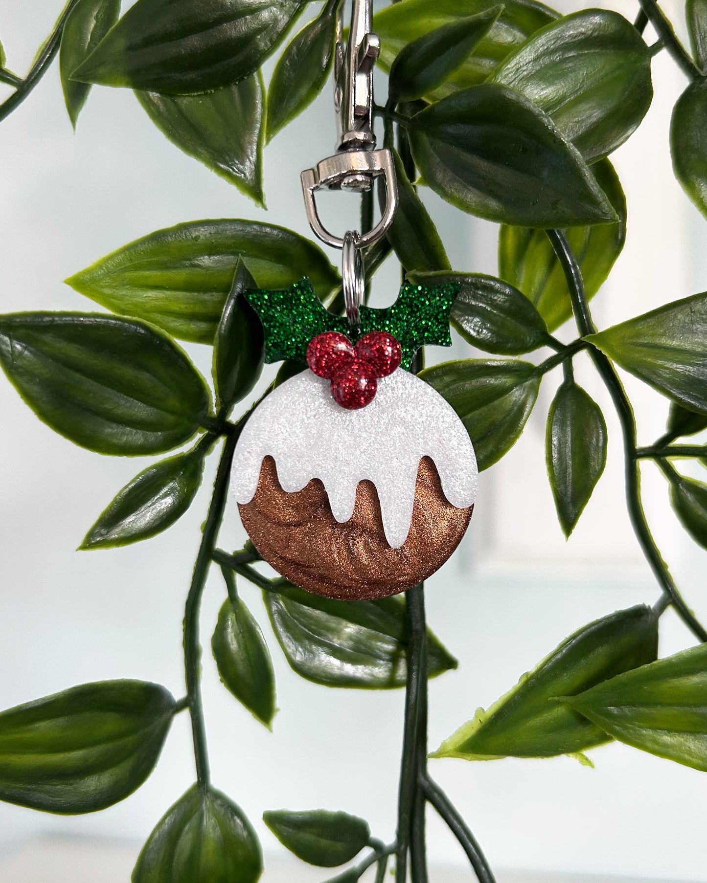 Christmas Pudding Resin ID Dog Tag / Pet Tag / Keyring