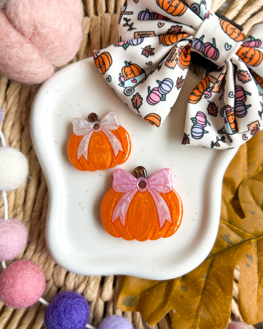 Pumpkin with Bow Resin ID Dog Tag / Pet Tag / Keyring