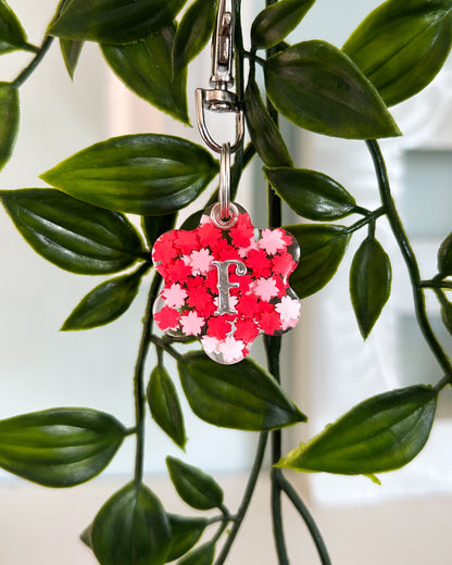 Red Blossom/Flowers Resin ID Dog Tag / Pet Tag / Keyring
