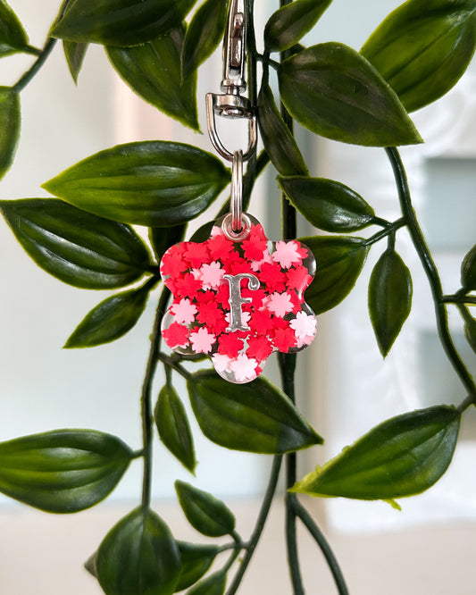 Red Blossom/Flowers Resin ID Dog Tag / Pet Tag / Keyring