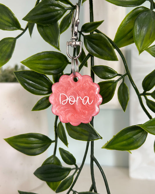 Scalloped Flower Resin ID Dog Tag / Pet Tag / Keyring