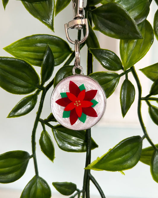 Poinsettia Resin ID Dog Tag / Pet Tag / Keyring