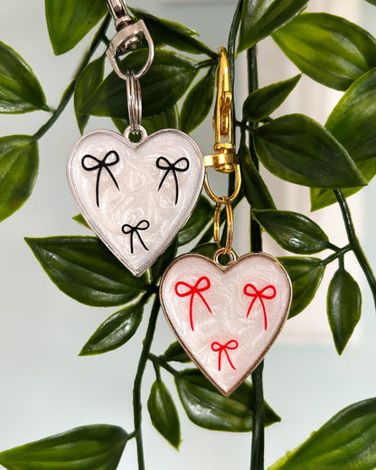 Bows & Heart Resin ID Dog Tag / Pet Tag / Keyring