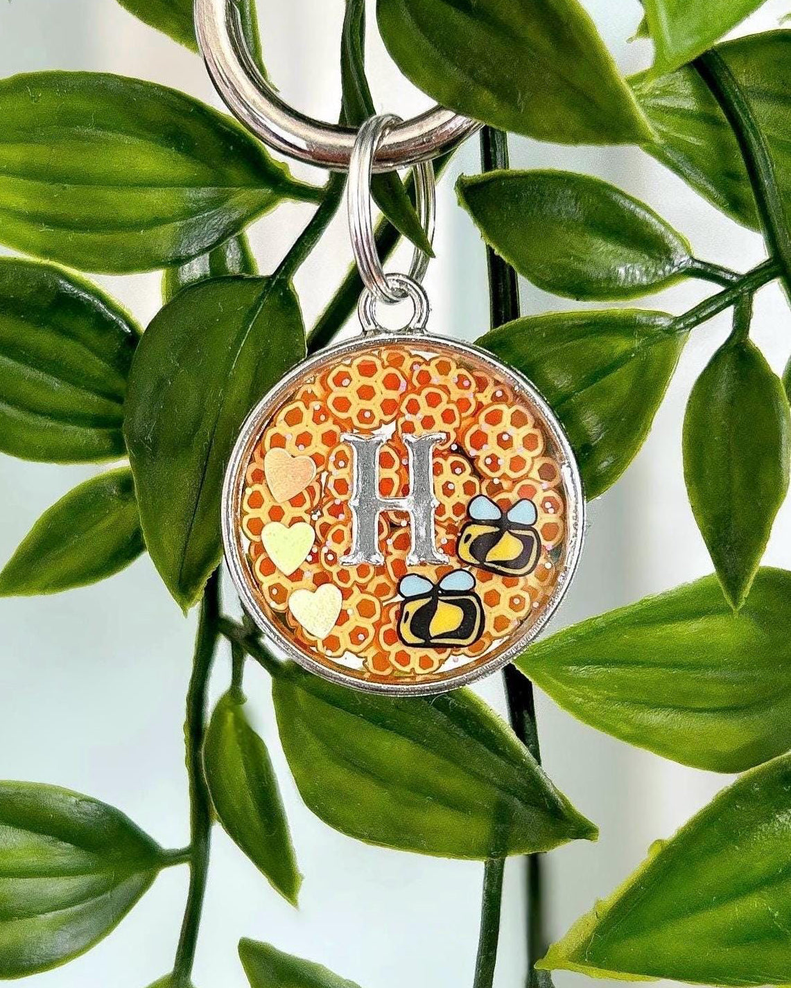 Honeycomb/Honey Bee Resin ID Dog Tag / Pet Tag / Keyring